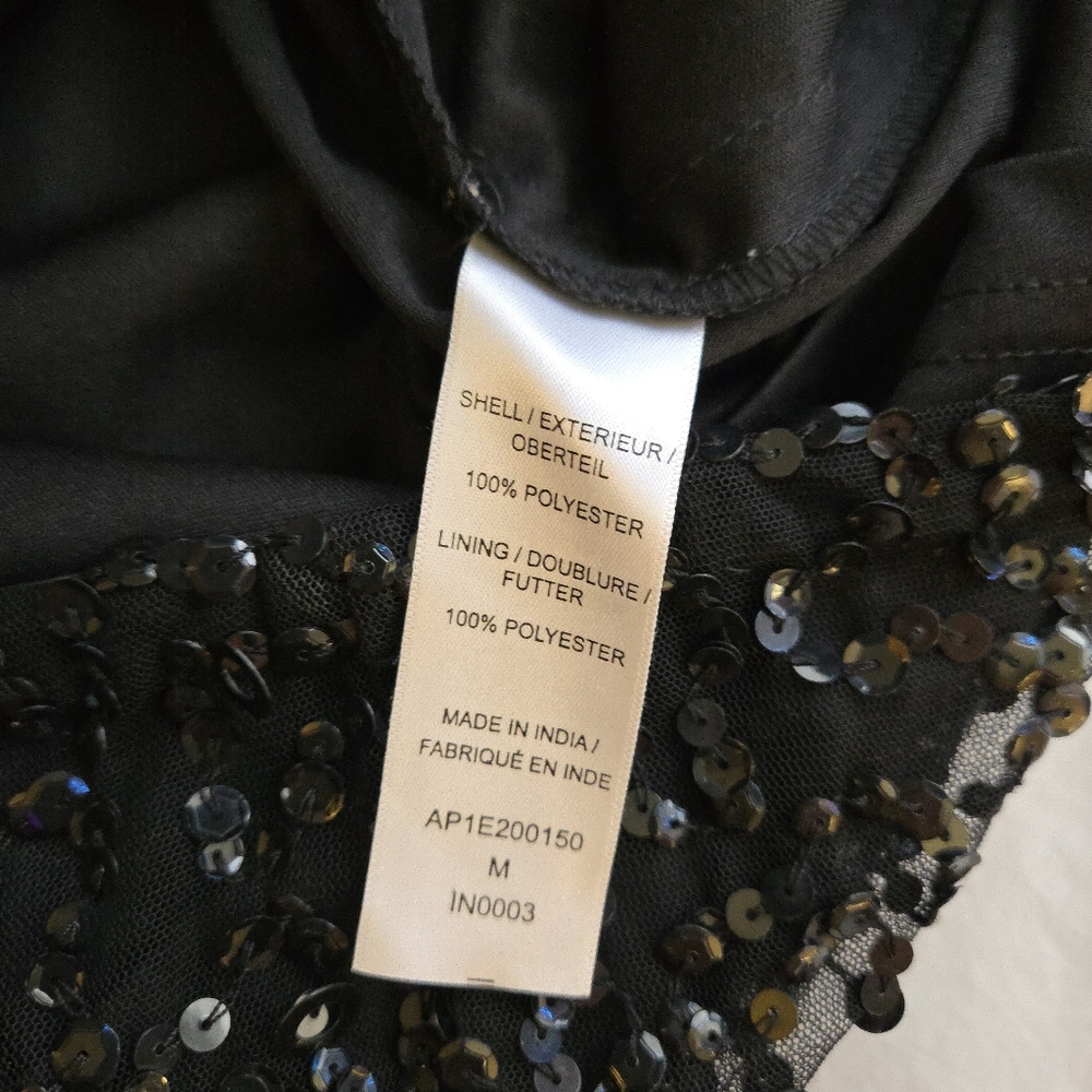 Adrianna Papell Black Sequin Off-Shoulder Midi Evening Party Dress MI3 - Picture 6 of 16